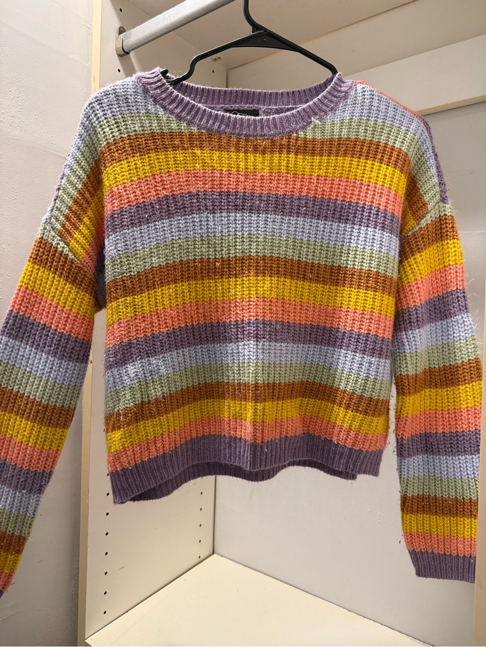 art class Striped Crewneck Sweater in Lavender, Yellow & Peach